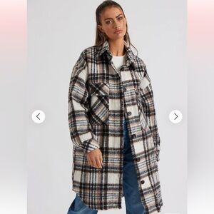 Blank NYC Teddy Jacket Brown and White Cozy Layer